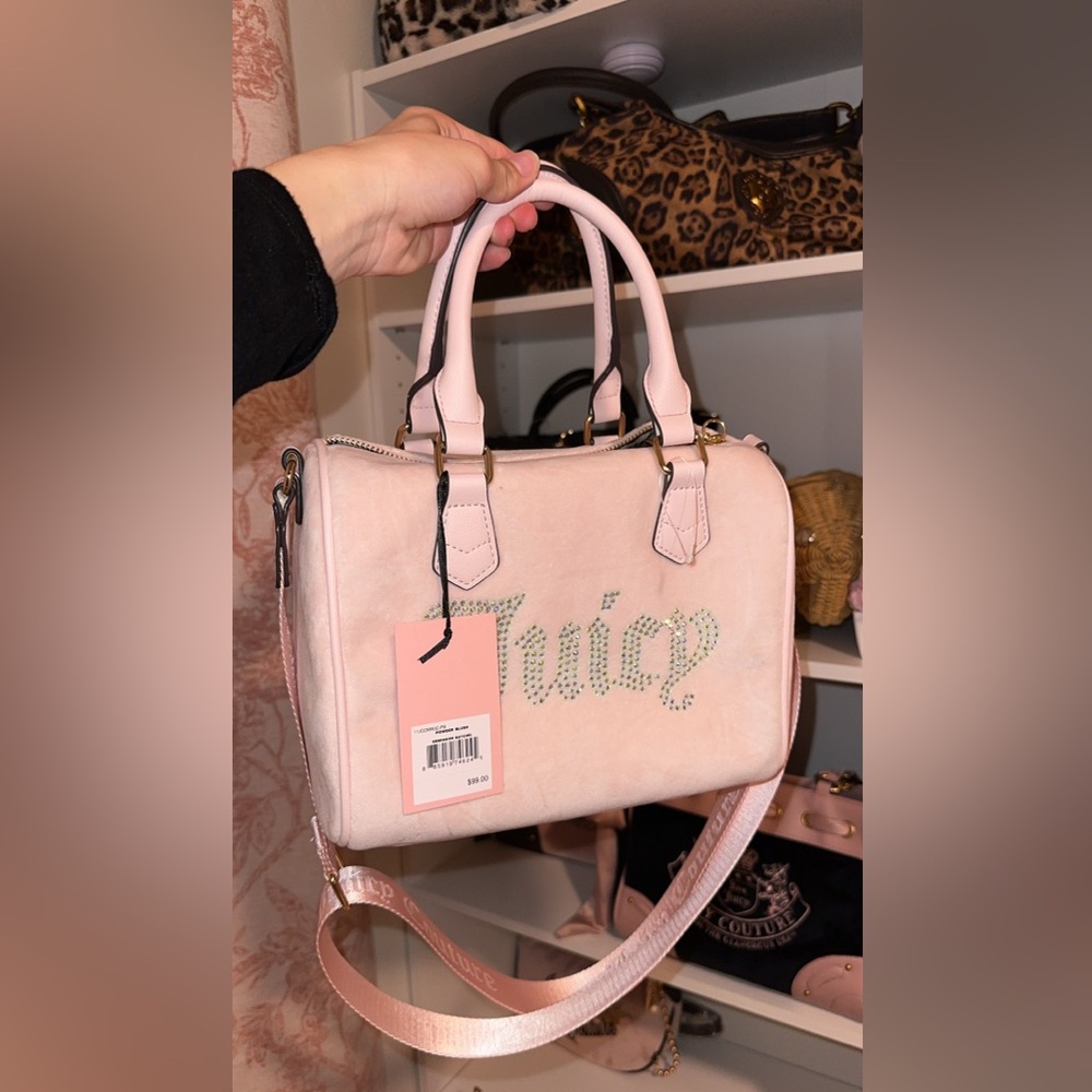 Pink fuzzy juicy couture bowler bag NWT